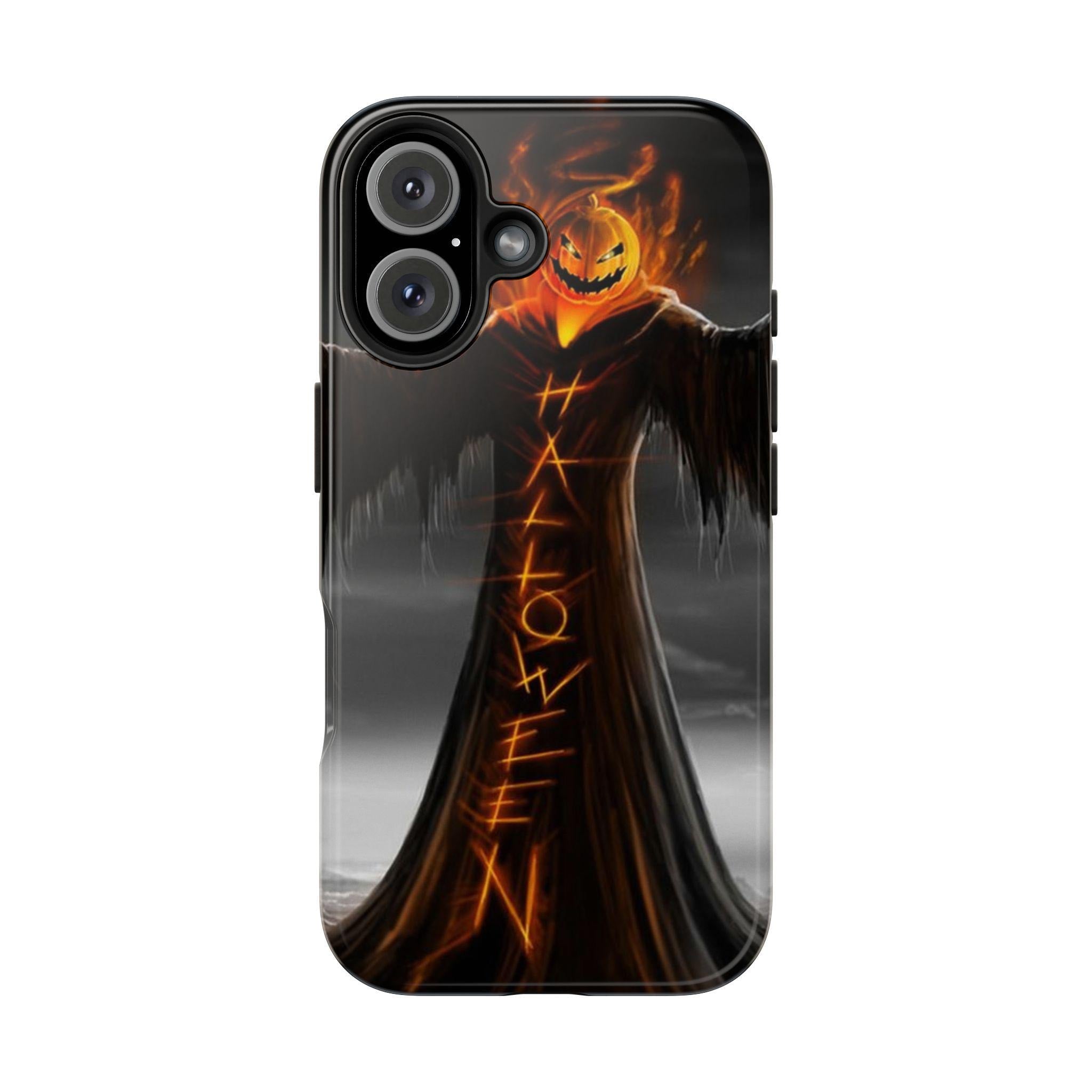 Jack O'Lantern Scarecrow Halloween Tough Phone Case | Spooky Pumpkin Glow