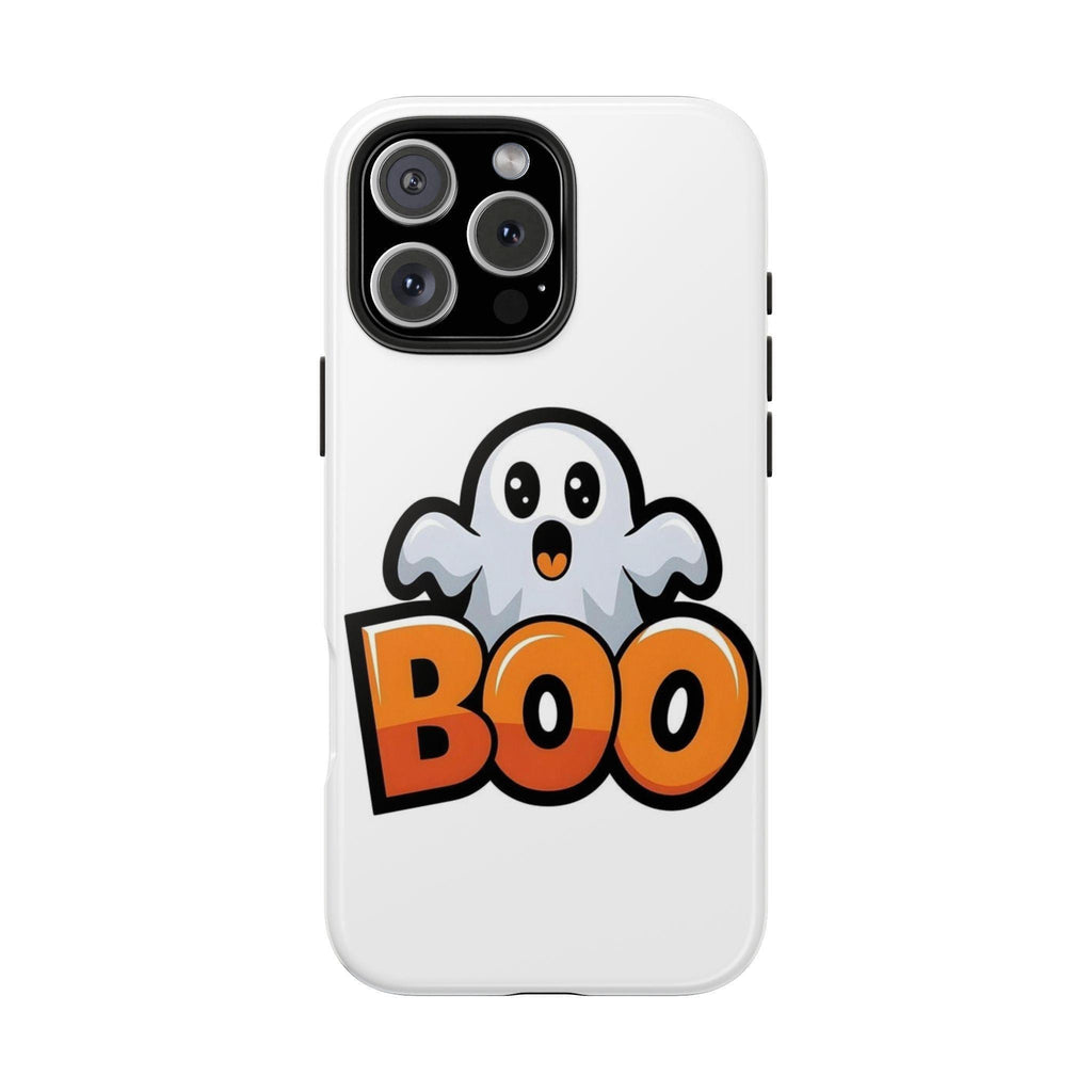 Halloween Phone Case with Cartoon Ghost Design, BOO Artwork