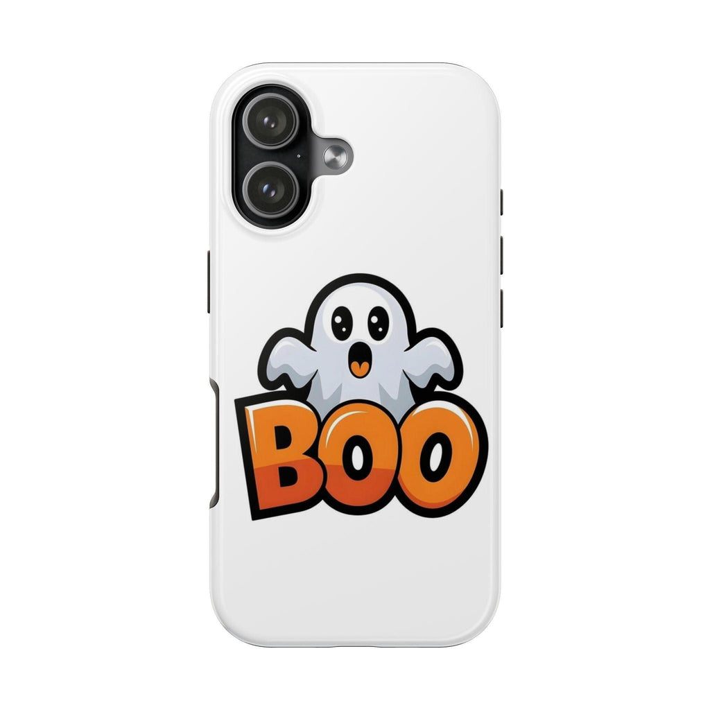 Halloween Phone Case with Cartoon Ghost Design, BOO Artwork