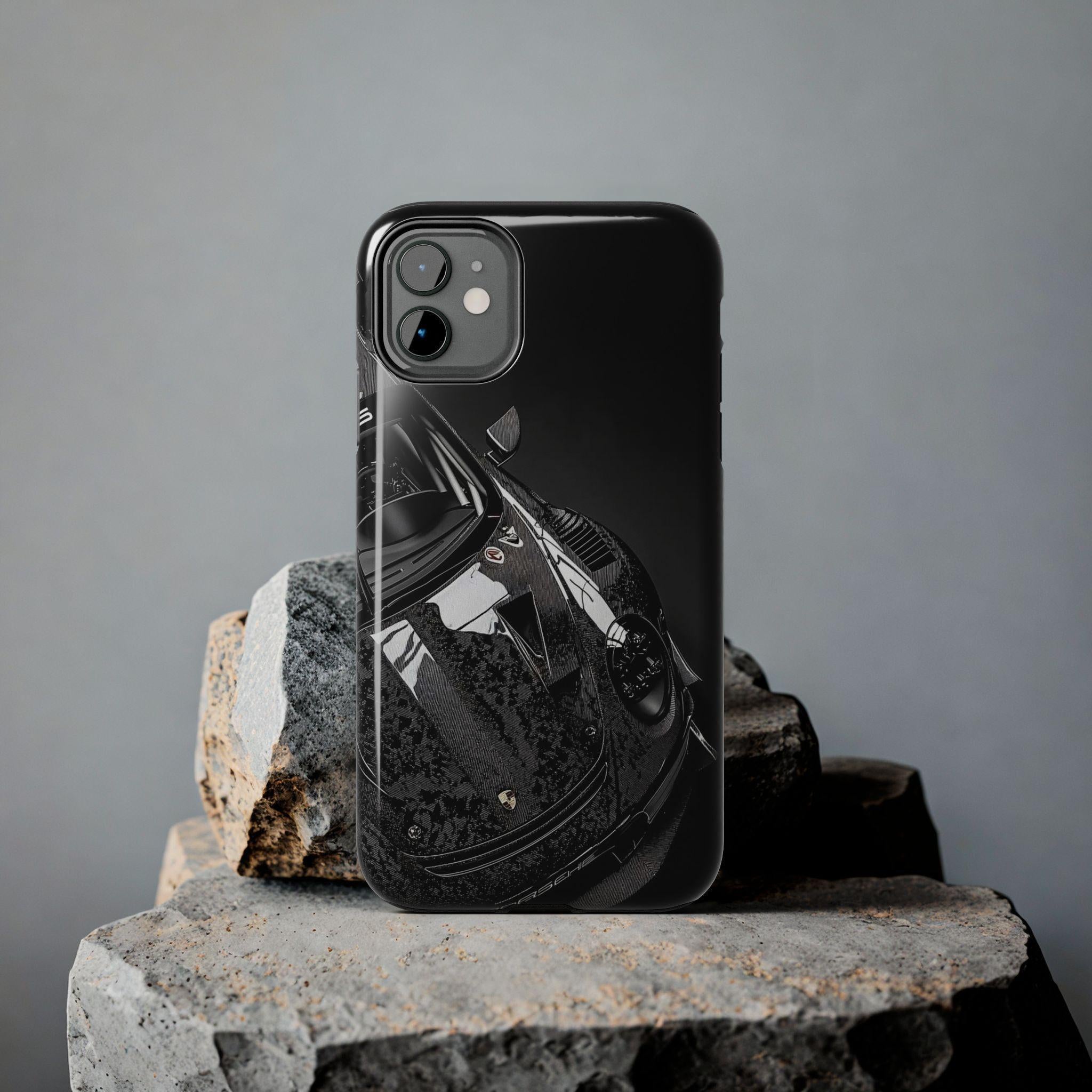 Sports Car Phone Case | Glossy Black Porsche Design for Protection