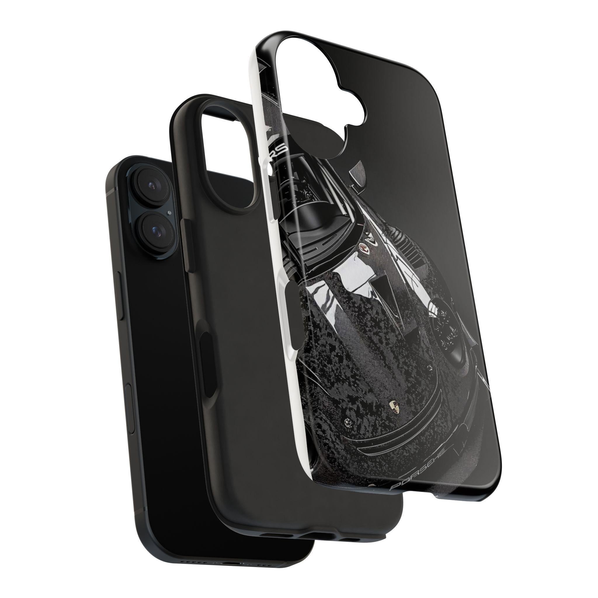 Sports Car Phone Case | Glossy Black Porsche Design for Protection