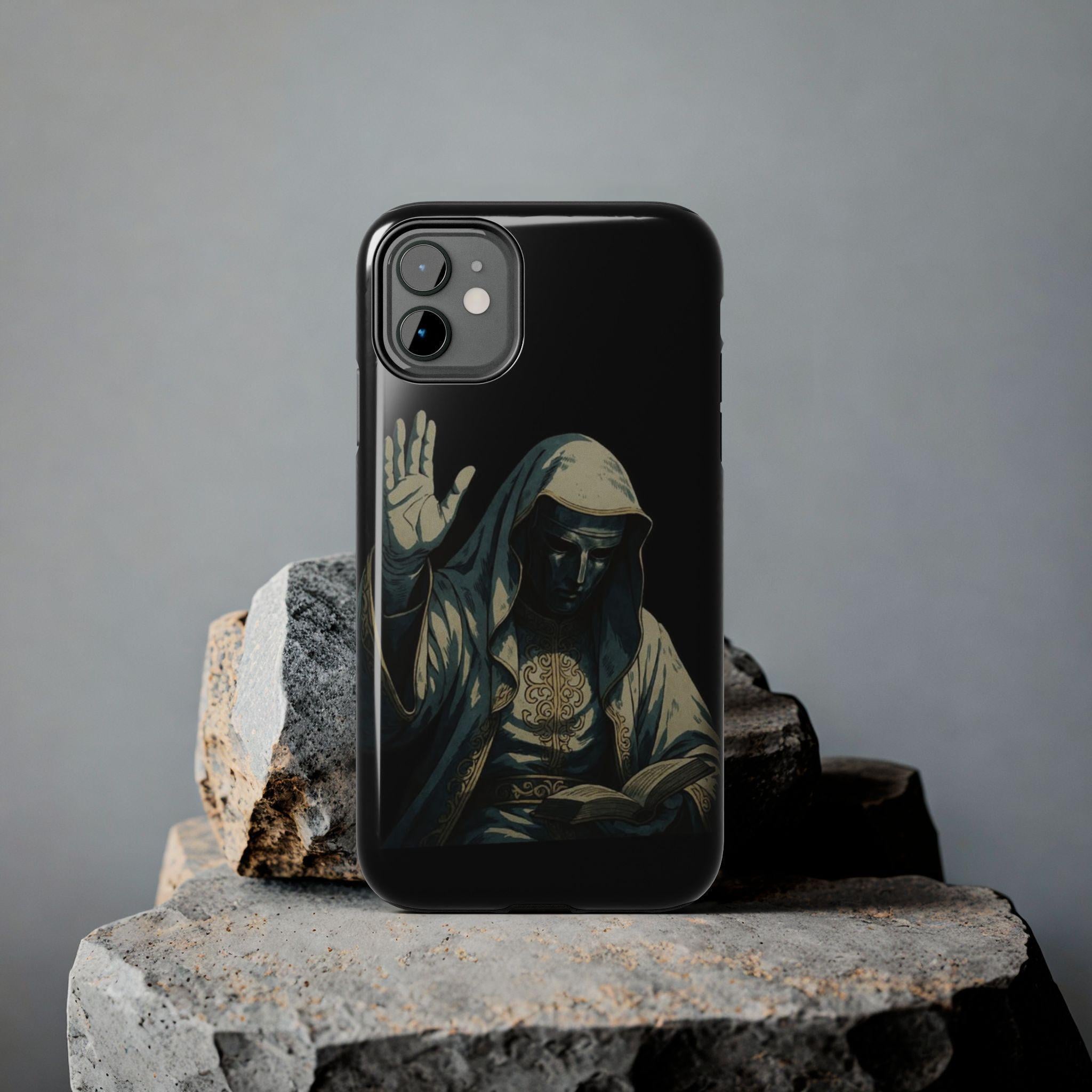 Hooded Figure Phone Case | Dark Mystic Design with Protective Shell