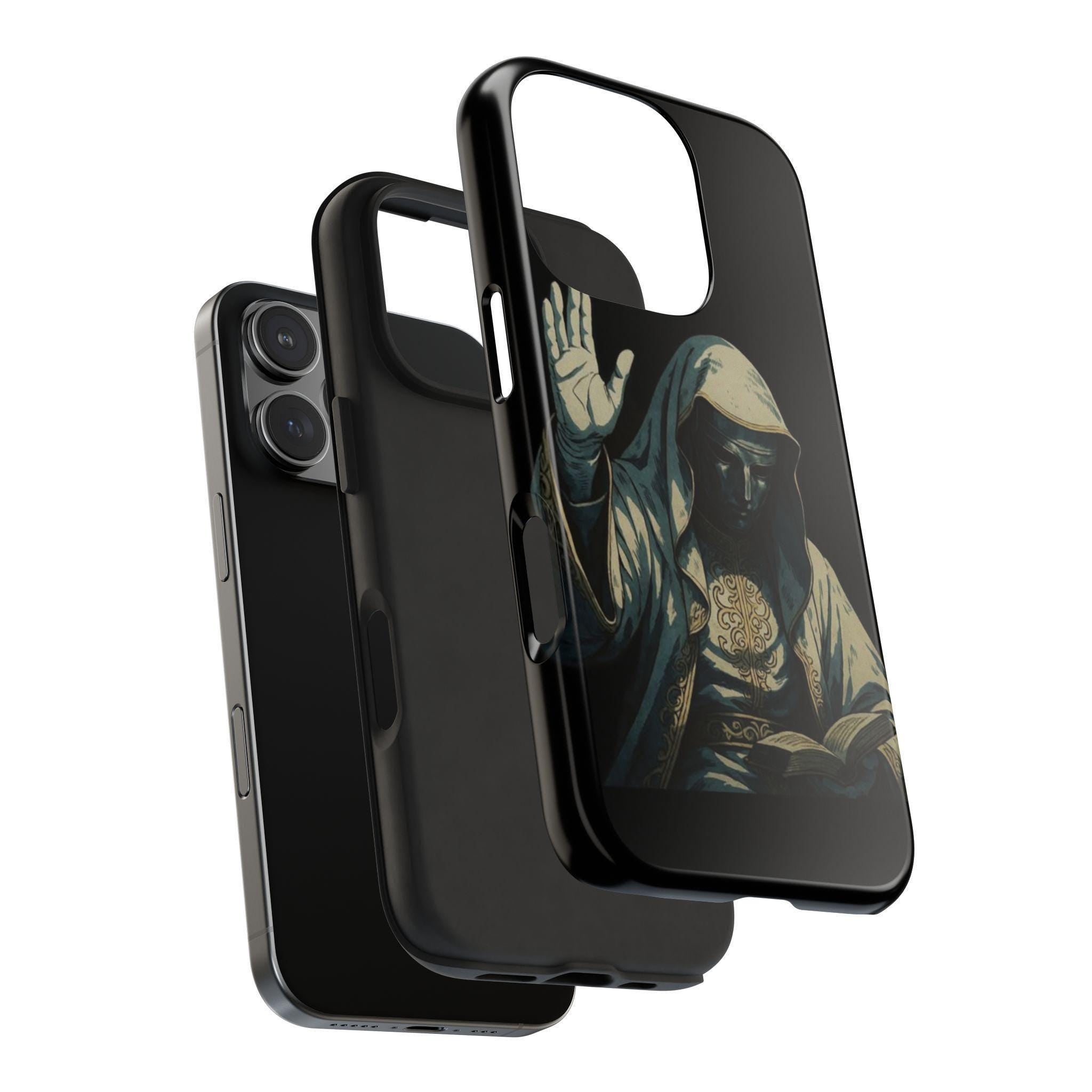 Hooded Figure Phone Case | Dark Mystic Design with Protective Shell