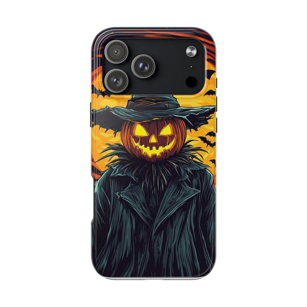 Halloween Phone Case with Jack-o'-Lantern Scarecrow Design, Customizable for Various Models