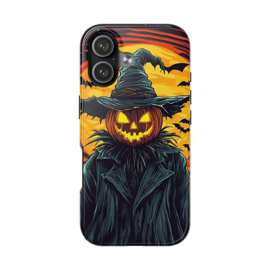 Halloween Phone Case with Jack-o'-Lantern Scarecrow Design, Customizable for Various Models
