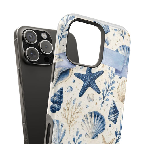 Blue Seashells Starfish Phone Case | Magnetic Impact-Resistant Case