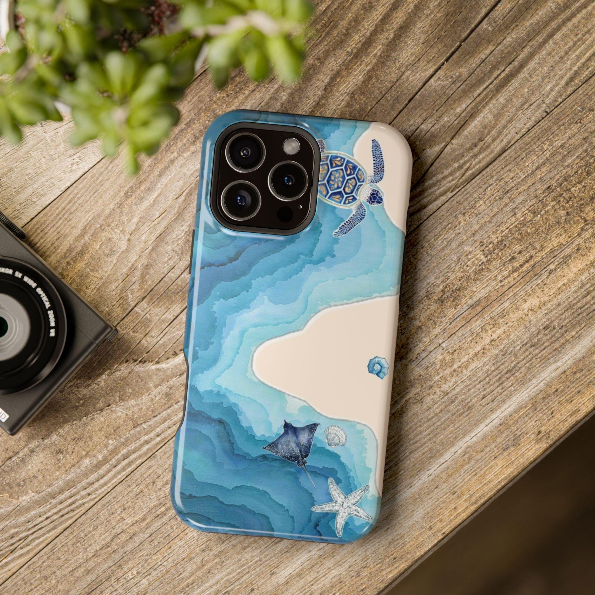 Ocean Watercolor Sea Life phone case | iPhone magnetic impact-resistant case