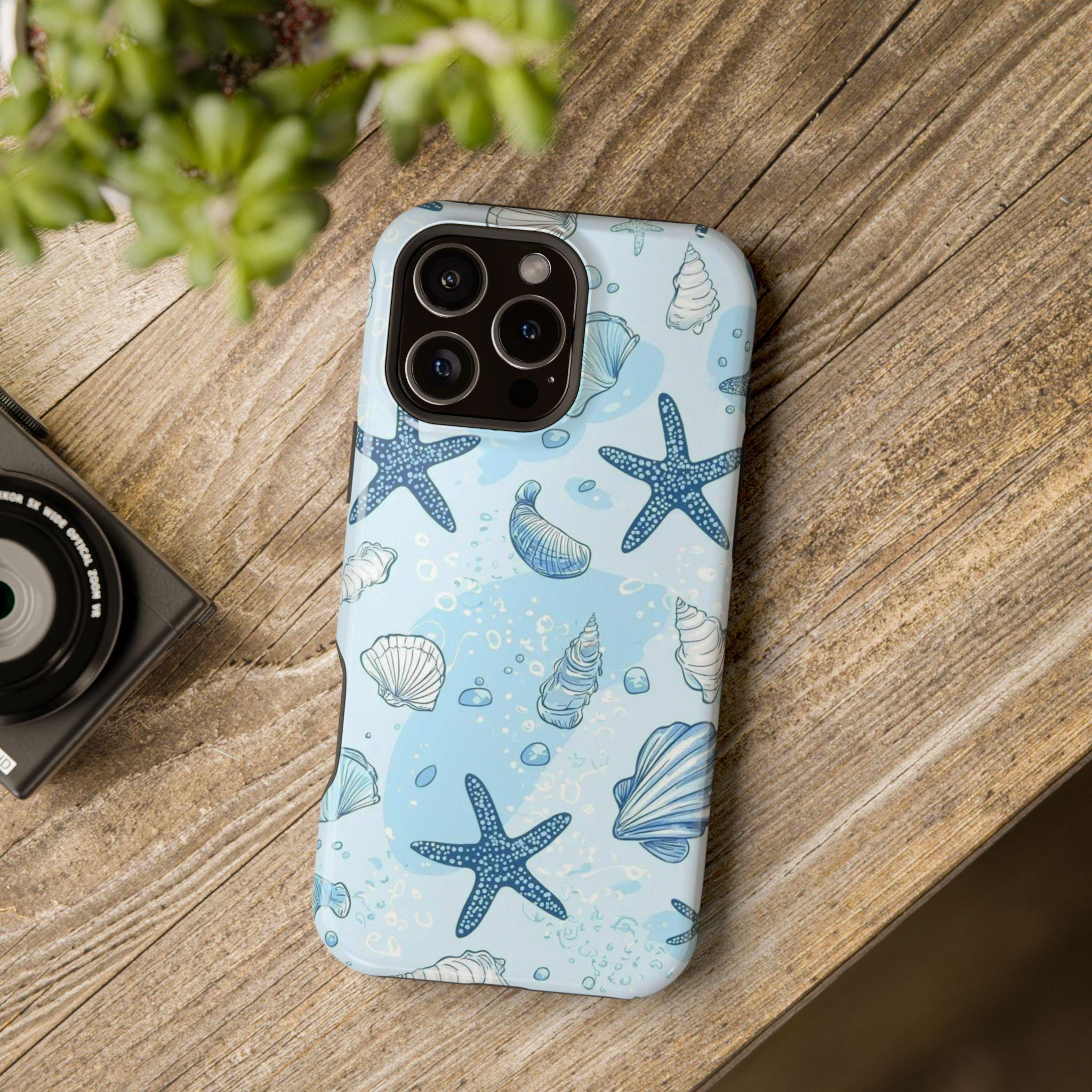 Blue Seashell and Starfish Phone Case